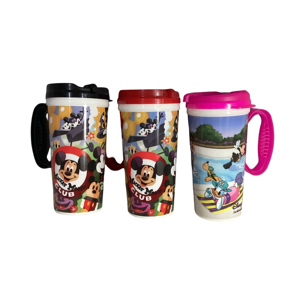 Lot of 3 Whirley USA Drink World Disney Parks Insulated Cups EUC Mickey Mouse